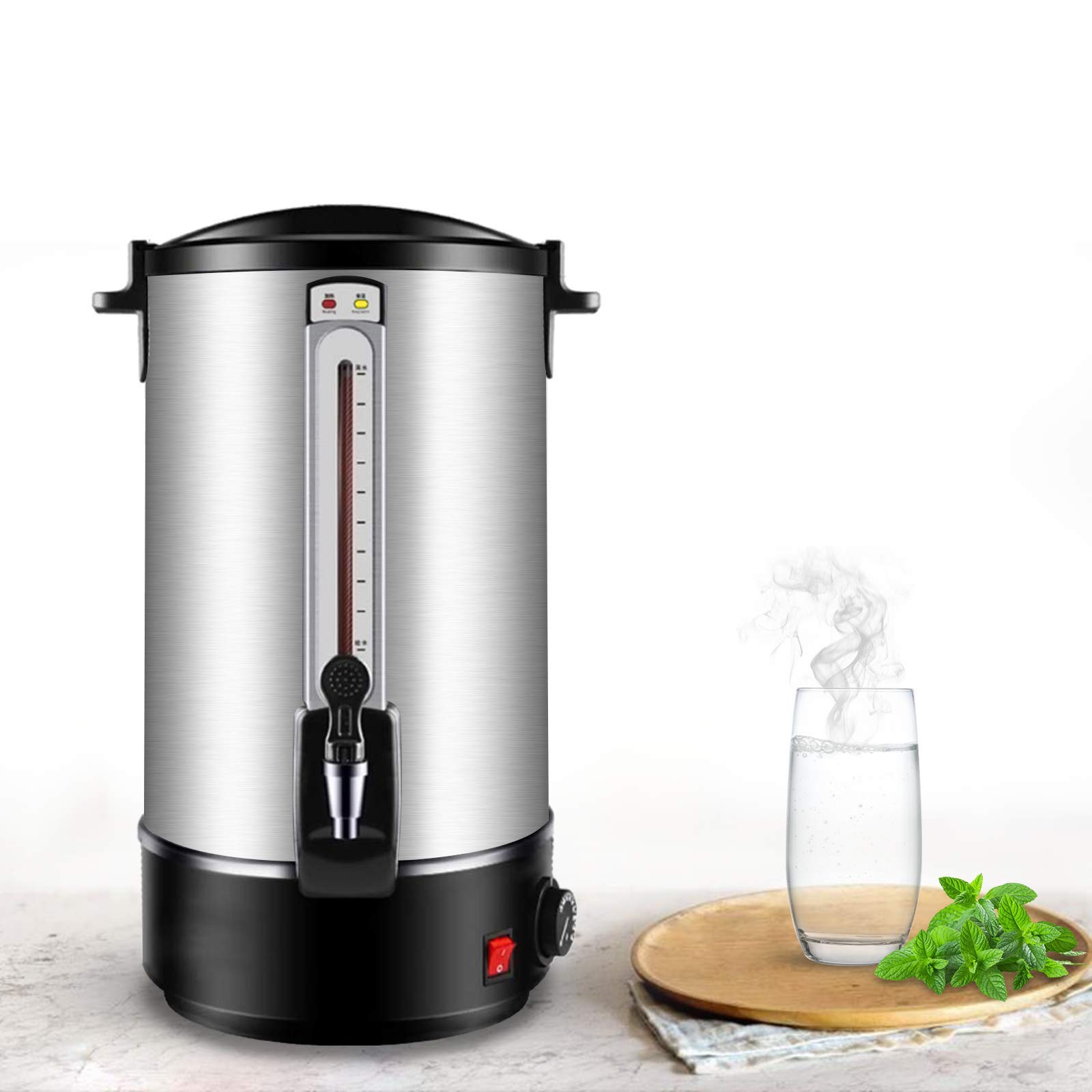 YJINGRUI 36-Cup Electric Hot Water Boiler - 15L Stainless Steel Hot Water Urn with Fast Heating for Tea, Coffee, and Instant Hot Water - Perfect for Offices, Restaurants, and Large Gatherings