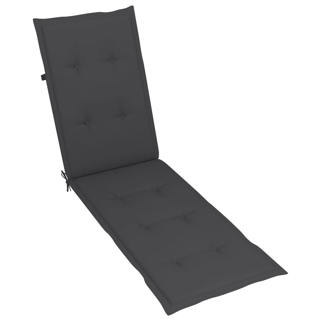Solid Acacia Wood Patio Deck Chair with Footrest & Grey Cushion - Adjustable Reclining Lounge Chair for Outdoor, Garden, Beach, Poolside | Perfect for Sunbathing, Tanning & Relaxing in Backyard, Lawn or Patio
