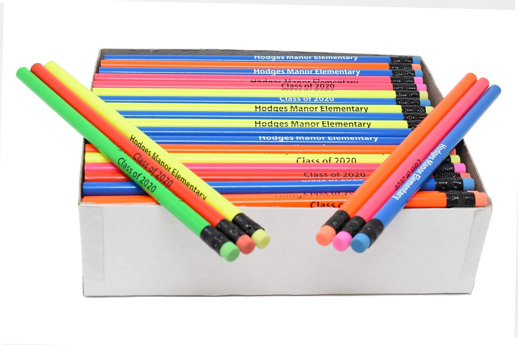 Custom Neon Round Pencils with Personalized Imprint - Bulk 1000 Pcs Box - Perfect for Promotional Giveaways, School Supplies & Office Branding