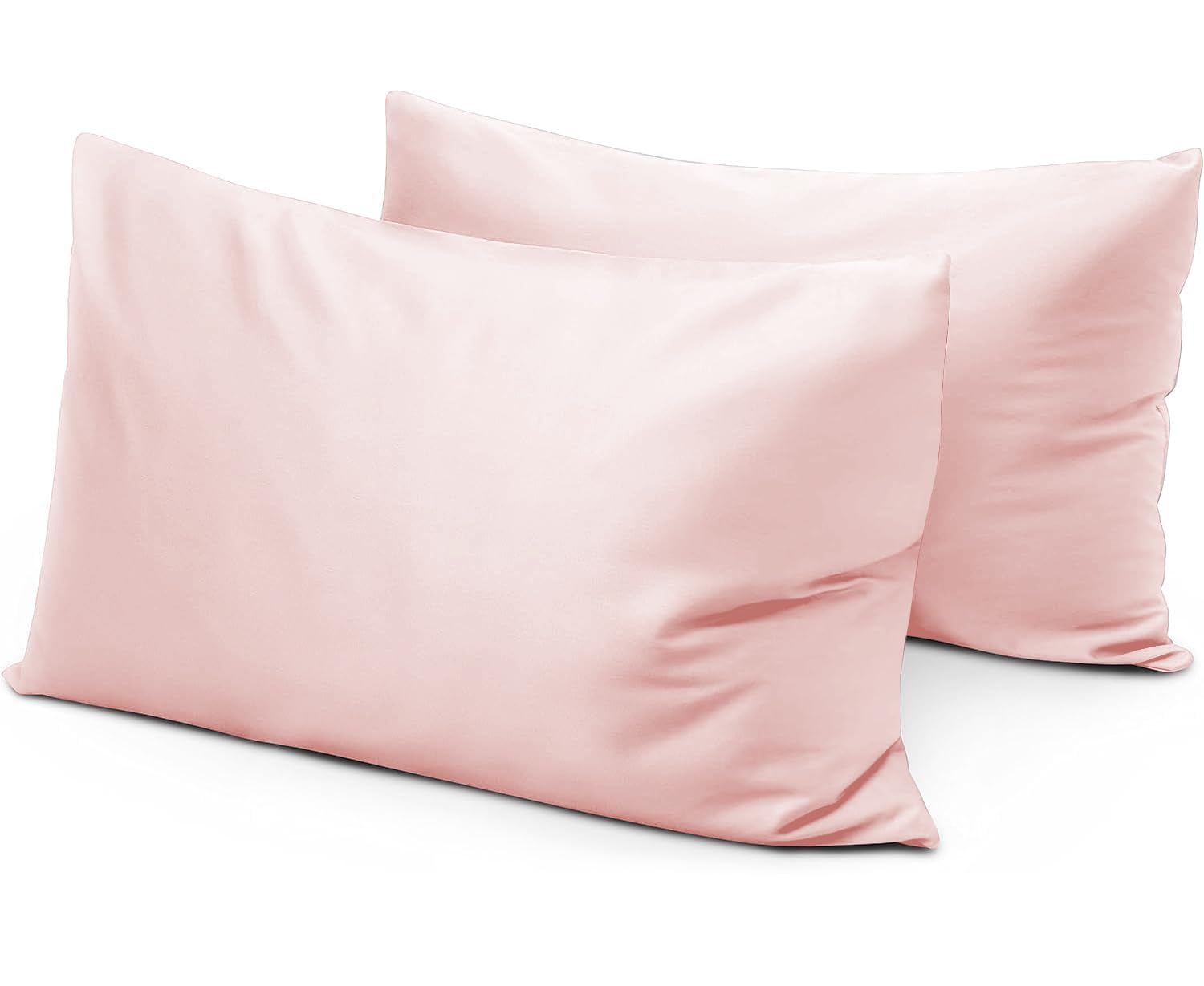 12x16 Travel Pillow Case Set of 2 - 100% Egyptian Cotton 600 Thread Count with Zipper Closure - Soft Toddler Pillow Cover for Airplane, Car & Home Use - Blush Pink Solid