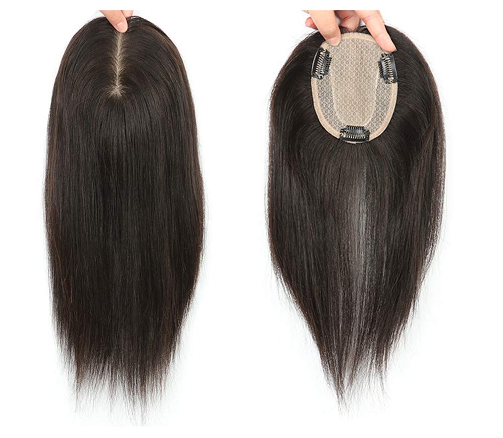 LXUE Silk Base Human Hair Toppers for Women with Thinning Hair - 4