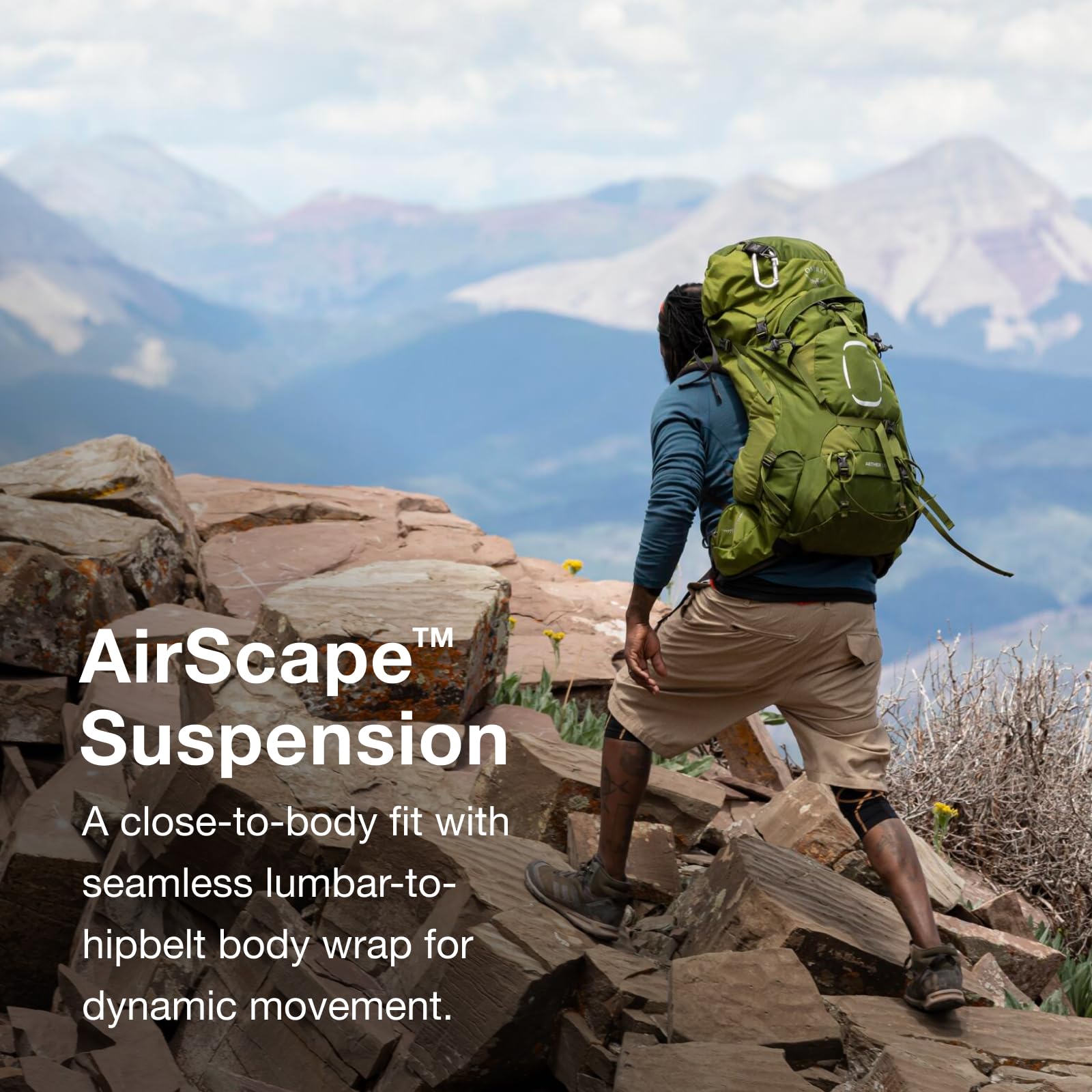 Osprey Aether 65L Men's Hiking Backpack - Lightweight Travel & Trekking Pack for Outdoor Adventures, Garlic Mustard Green, S/M Size with Extended Fit | Perfect for Camping, Backpacking & Multi-Day Trips
