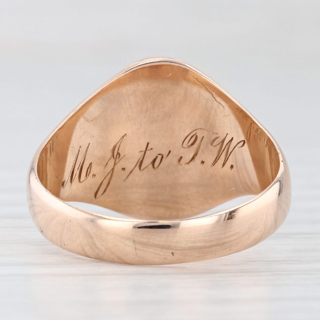 Antique 10k Rose Gold Garnet Ring - Hand Engraved Ornate Oval Cabochon Solitaire Jewelry for Women | Vintage Style Engagement, Wedding, Anniversary Gift