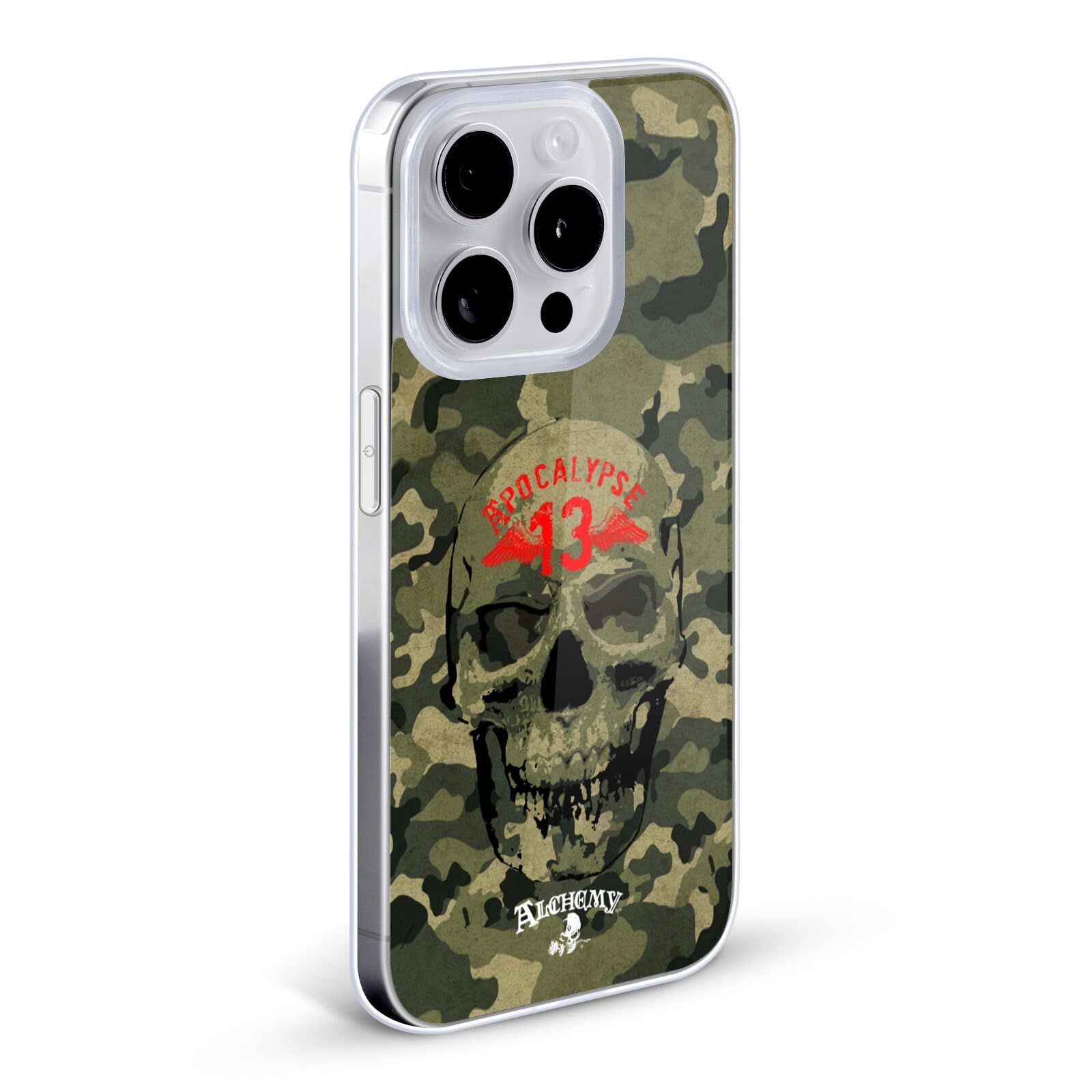 Alchemy Gothic Camo Skull Soft Gel Case for iPhone 13 Pro Max - Officially Licensed Head Case Designs | Gothic Style Protective Phone Cover for Daily Use & Halloween