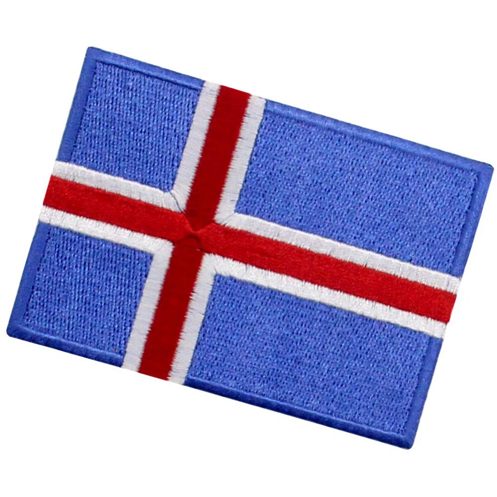 Iceland Flag Patch - Embroidered Iron On & Sew On Applique for Icelandic National Emblem - Perfect for Backpacks, Jackets & DIY Crafts