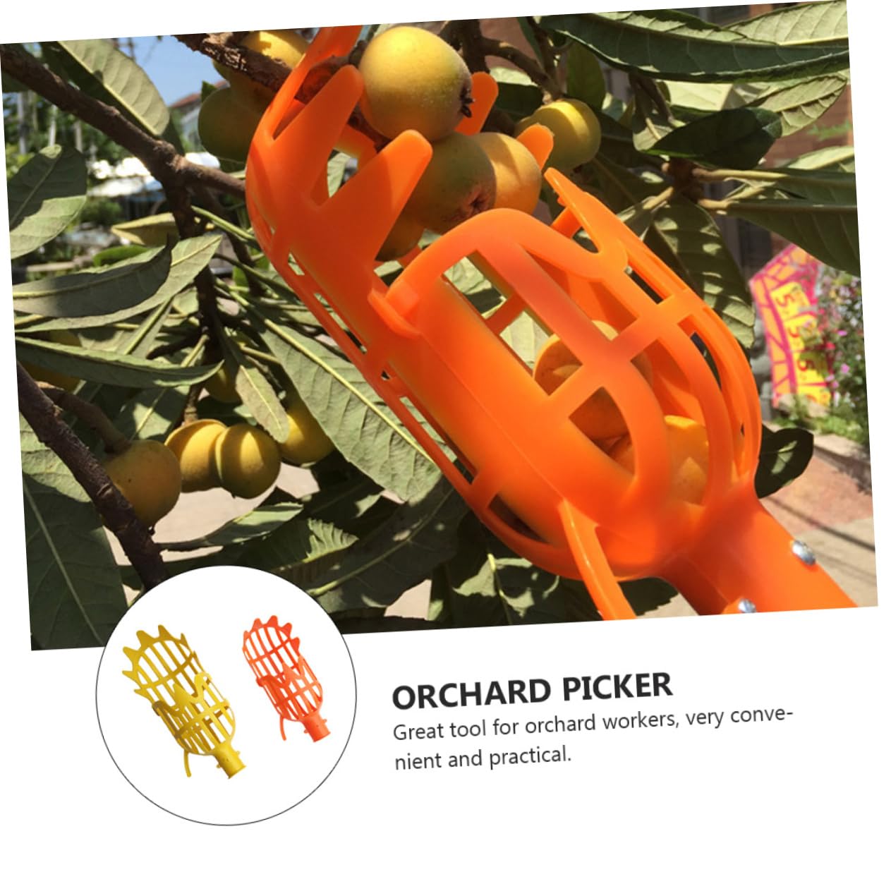 DOITOOL 2-Pack Twist-On Fruit Picker Tool - Harvest Basket Attachment for Cherry, Berry, Orange, Blueberry, Mango, Avocado, Lemon & Peach - Perfect for Home Garden, Orchard Harvesting and Farm Fruit Picking