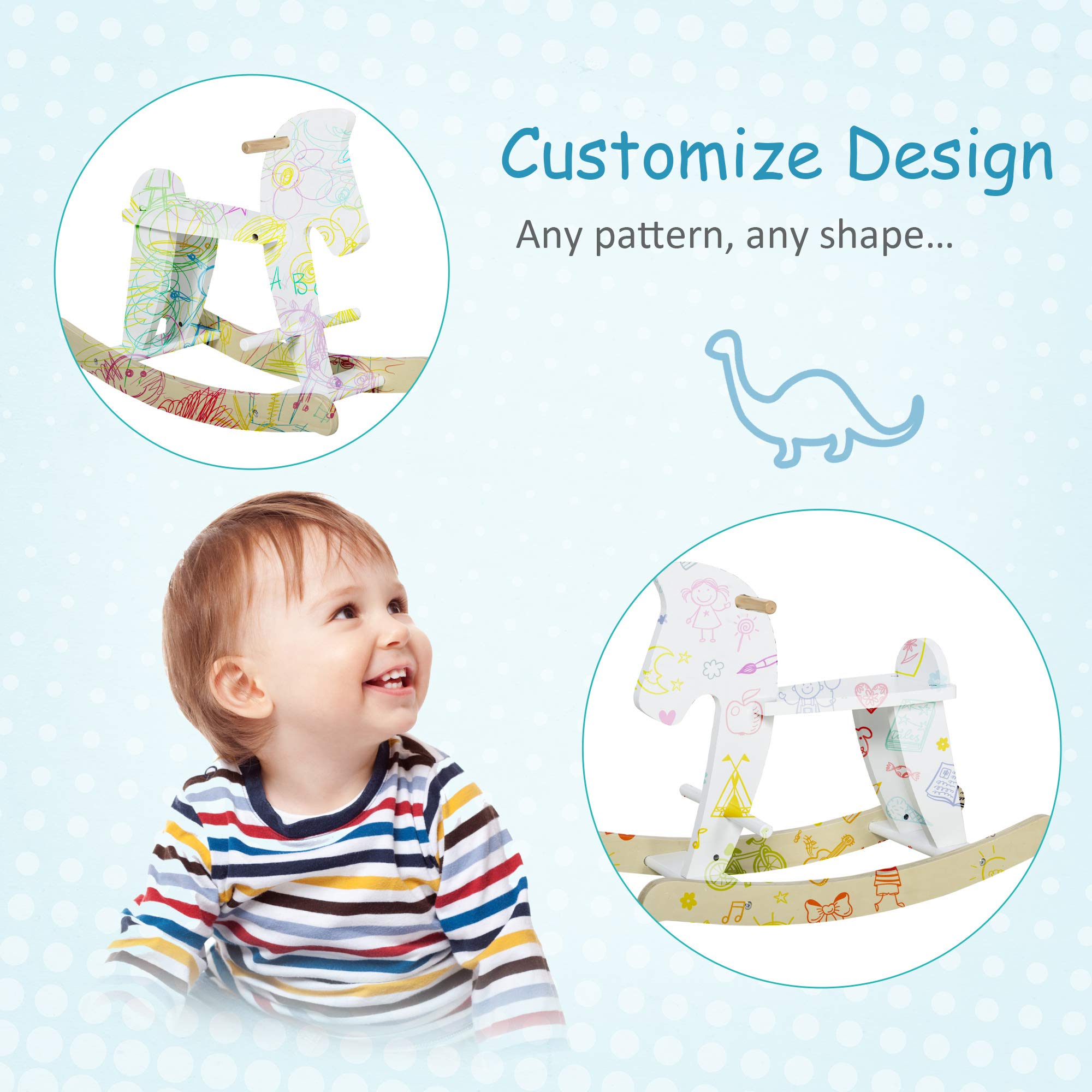 Qaba Classic White Wooden Rocking Horse for Toddlers 1-3 Years | Solid Wood Ride-on Toy for Kids | Nursery Decor & First Birthday Gift | Perfect for Indoor Playrooms & Daycare Centers