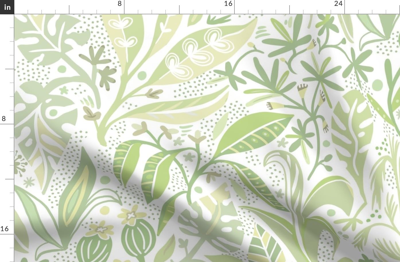 Spring Green Botanical Boho Printed Denim Fabric - Large Scale Whimsical Neutral Earth Tone Fat Quarter for Apparel, Home Decor & Upholstery | Perfect for DIY Crafts, Curtains & Bohemian Fashion