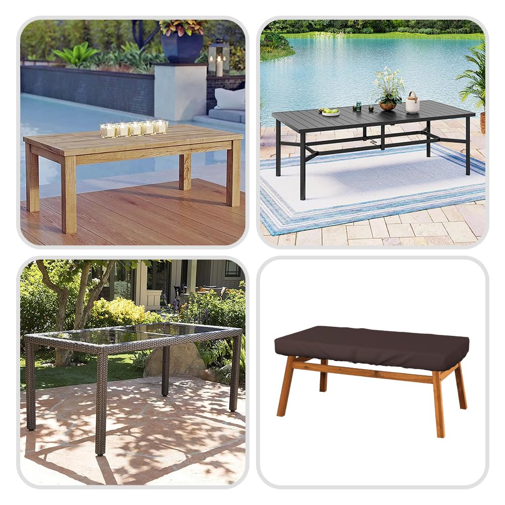 Heavy Duty Waterproof Rectangle Table Cover - 18 Oz UV & Weather Resistant Outdoor Patio Tablecloth for Dining Set (5