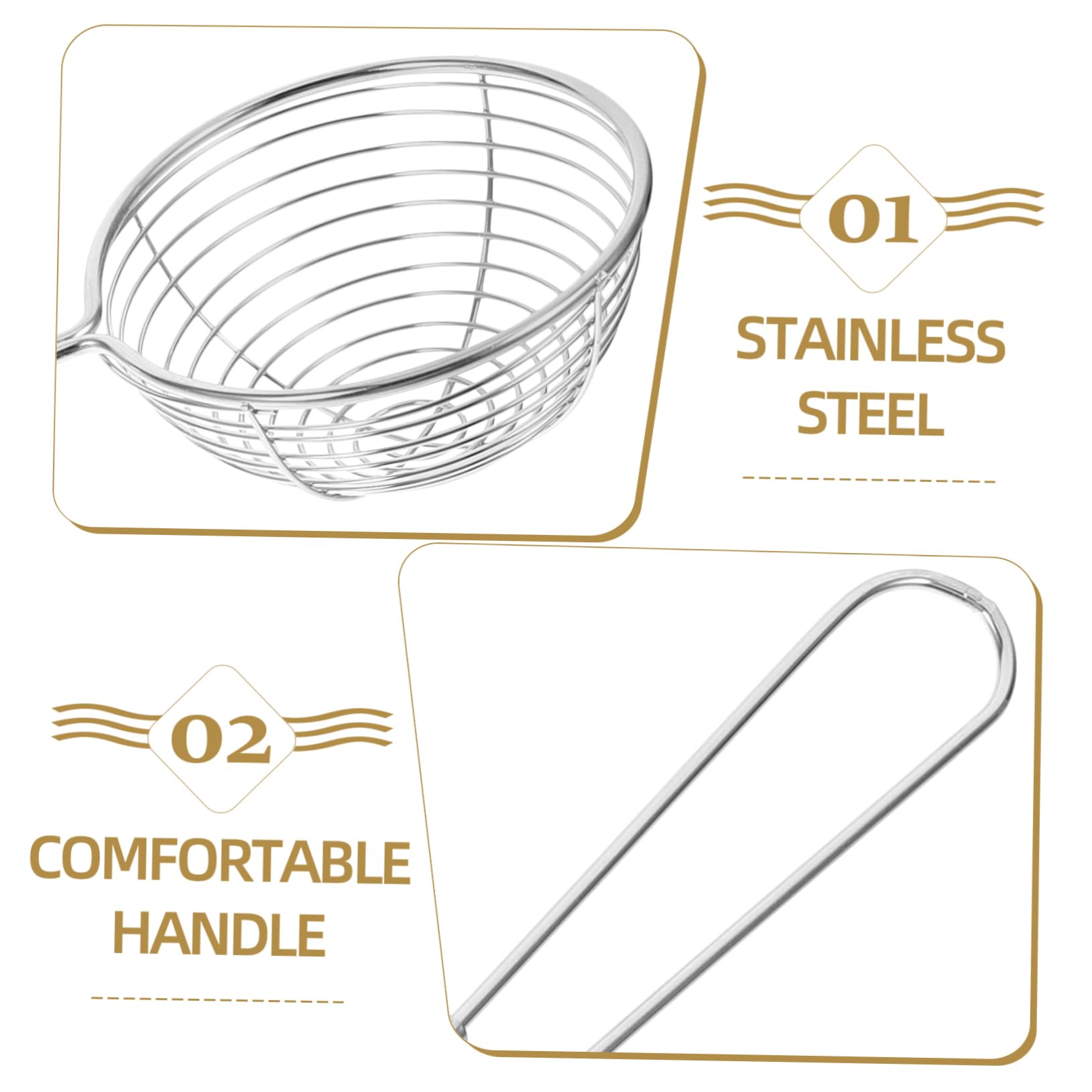 5-Piece Stainless Steel Colander Filter Spoons Set - Kitchen Strainer Sieve for Pasta, Vegetables, Fruits - Durable Food Skimmer Scoop for Cooking, Baking, and Meal Prep
