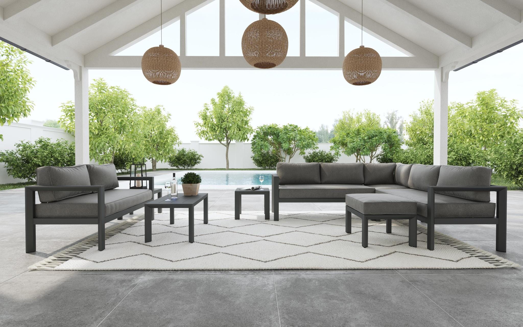 Grayton 4-Piece Outdoor Aluminum Sofa Set - Modern & Contemporary Patio Furniture for Garden, Poolside, and Backyard Relaxation