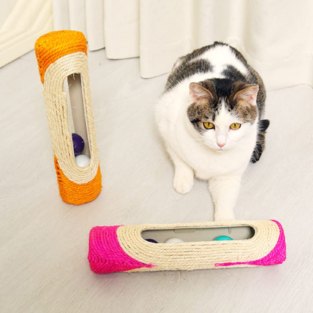 iPetboom Interactive Cat Toys & Scratching Post with Sisal Climbing - Kitten Rolling Ball Toy & Scratcher for Playful Cats - Perfect for Indoor Play, Exercise, and Stress Relief (Random Color)