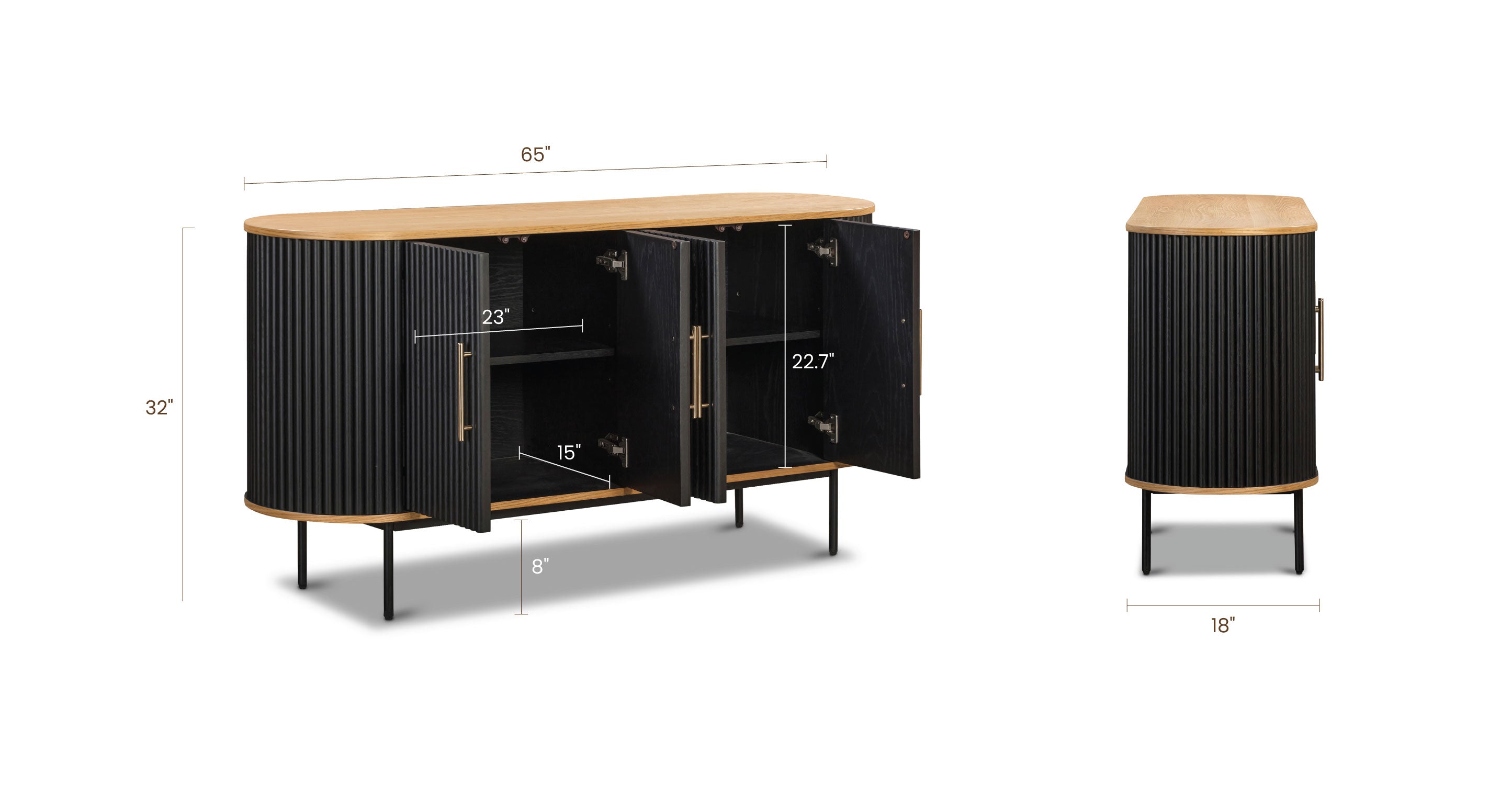 Modern Noir Sideboard - Stylish Mid-Century Buffet Cabinet for Dining Room & Living Room Storage | Perfect for Home Decor & Organizing Dishes, Linens & Entertainment Essentials