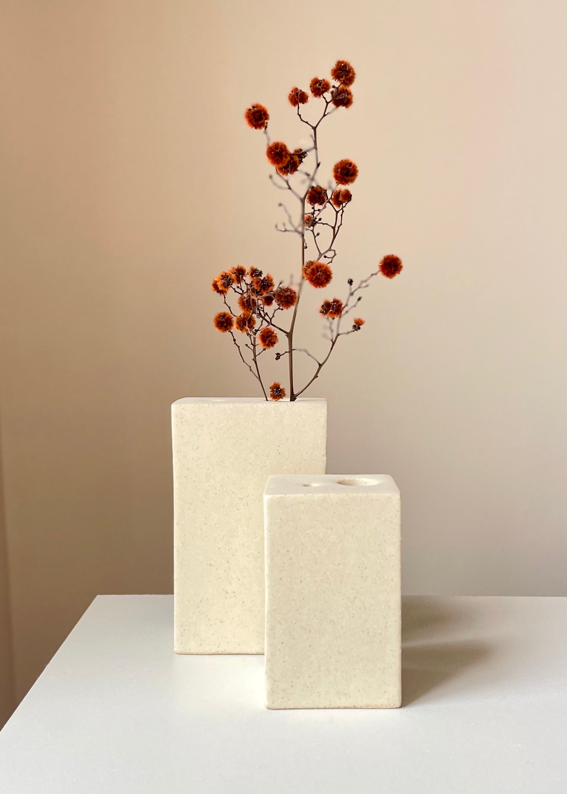 Viki Weiland Block Vase - Modern Ceramic Home Decor for Centerpieces, Wedding Decorations & Living Room Accents | Perfect for Floral Arrangements and Interior Design