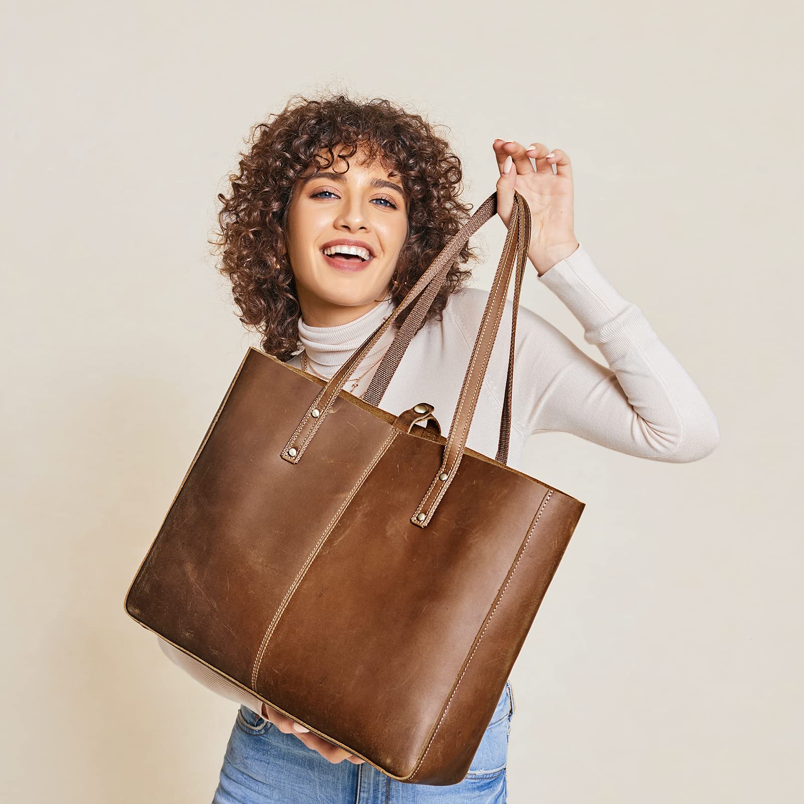 Genuine Leather Shoulder Tote Bag for Women - Large Work Purse Handbag with Spacious Compartments | Perfect for Office, Travel & Everyday Use