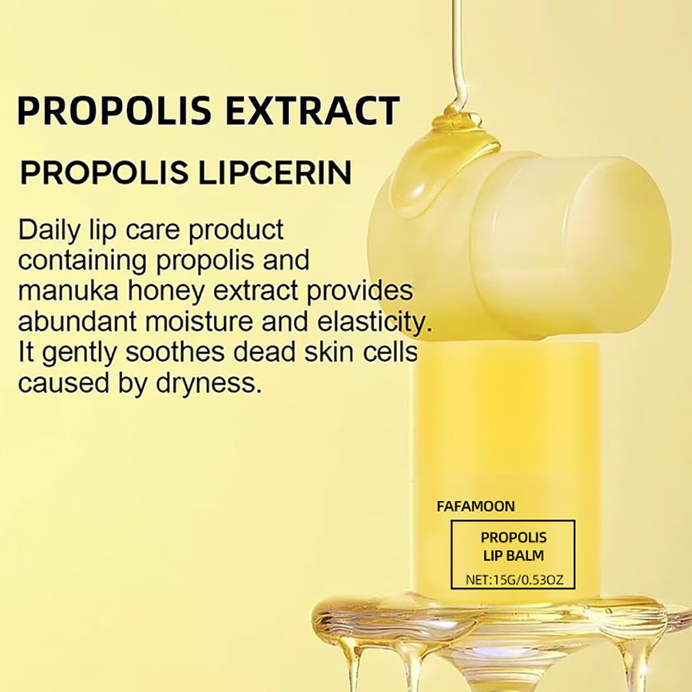 Honey Lip Balm with Propolis & Aloe Vera - Deeply Nourishing Lip Care for Soft, Smooth Lips