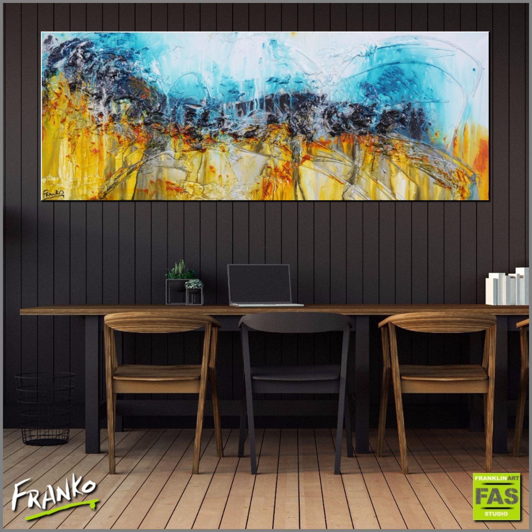 160cm x 60cm Blue Yellow Abstract Canvas Wall Art - Modern Home Decor for Living Room, Bedroom & Office | Large Contemporary Painting