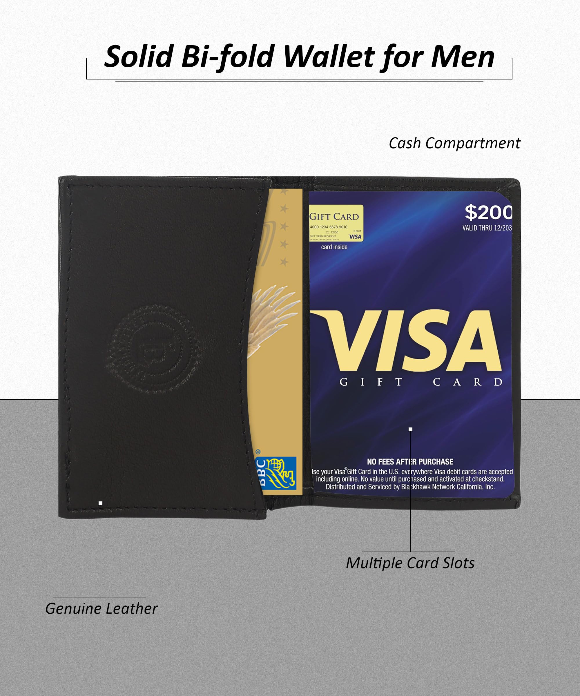 Leather Credit Card Holder & ID Wallet - Slim RFID Blocking Bifold Design for Men | Premium Black Genuine Leather | Perfect for Everyday Carry, Travel & Business Use