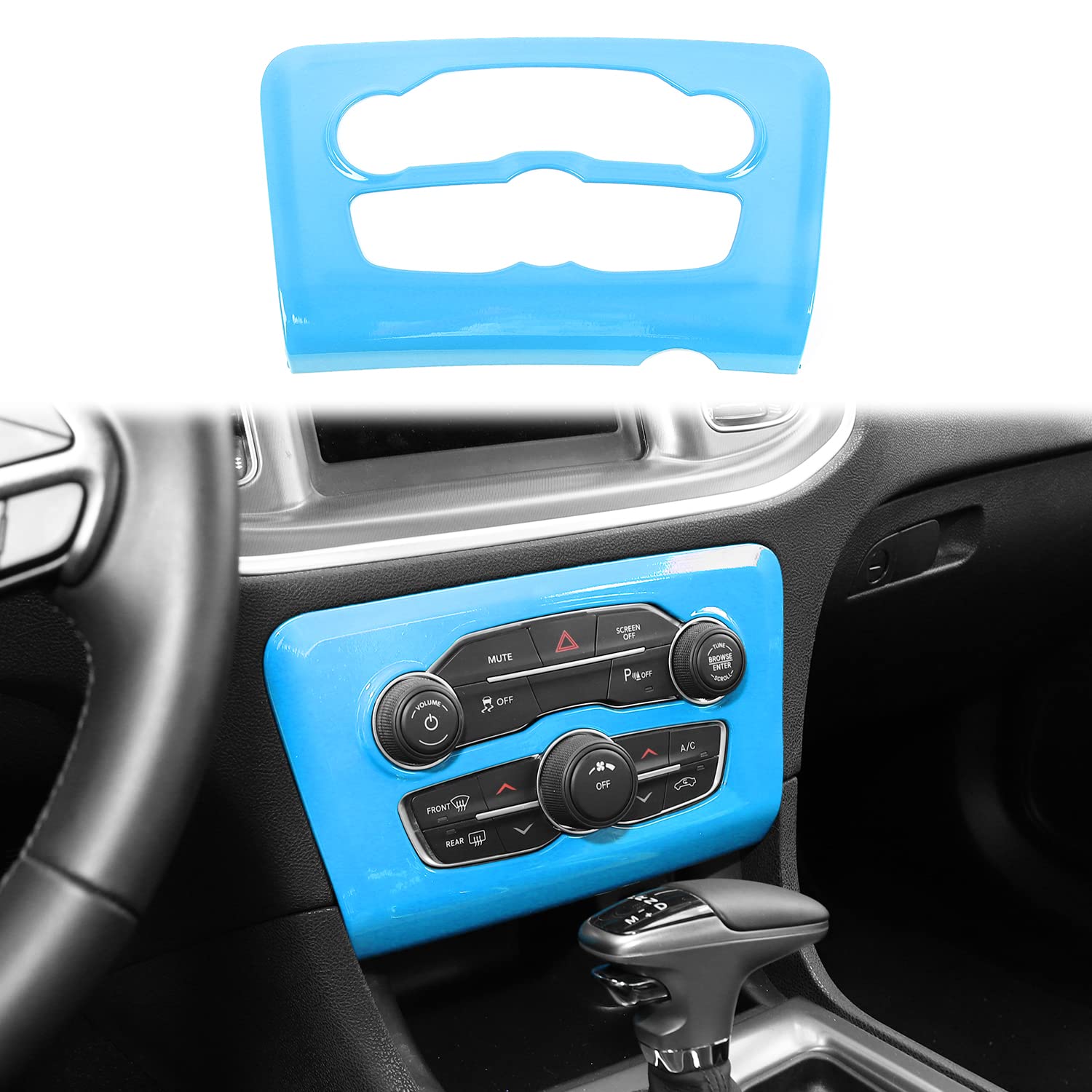 2015-2025 Dodge Charger Radio AC CD Switch Panel Trim - ABS Light Blue Center Console Accessory | Perfect for Car Interior Upgrades & Customization