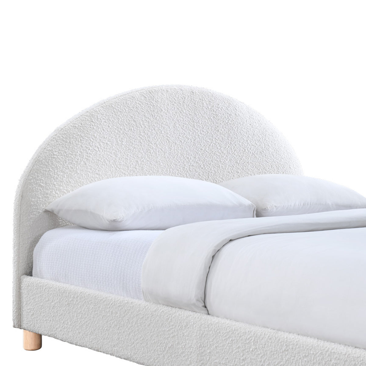 Archie Boucle King Size Bed Frame - White Upholstered Platform Bed with Headboard | Perfect for Master Bedroom, Guest Room & Modern Home Decor