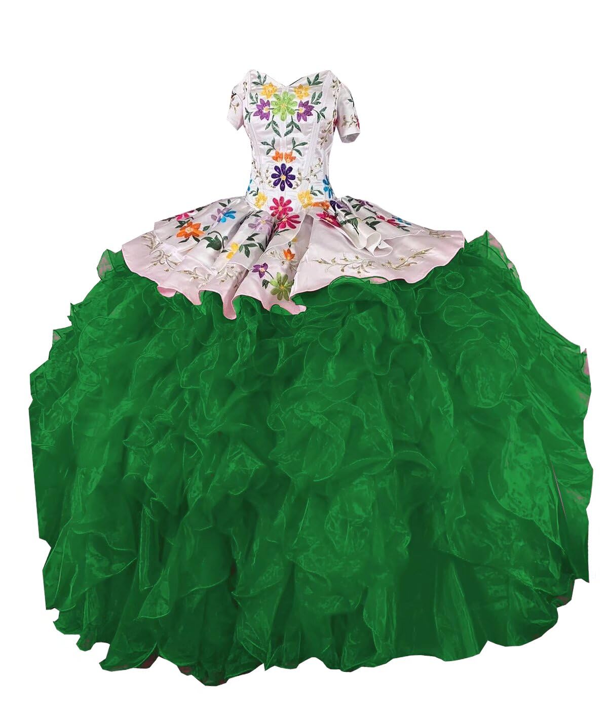 Elegant Off Shoulder Ball Gown Quinceanera Dress with Colorful Floral Embroidery - Sweet 16, Prom, Cocktail Party & Mexican Celebration Dress for 2025 | Perfect for Quince Años, Debutante Balls & Formal Events