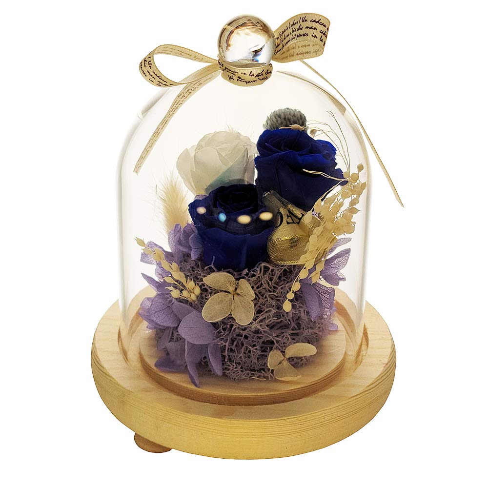 Eternal Rose in Glass Dome - Preserved Real Rose Flower Gift for Valentine's Day, Birthday, Mother's Day & Anniversary - Blue Preserved Fresh Flower in Glass Case - Perfect Romantic Gift for Wife, Girlfriend, Mom | Home Decor, Wedding Centerpiece, Office Desk Decoration