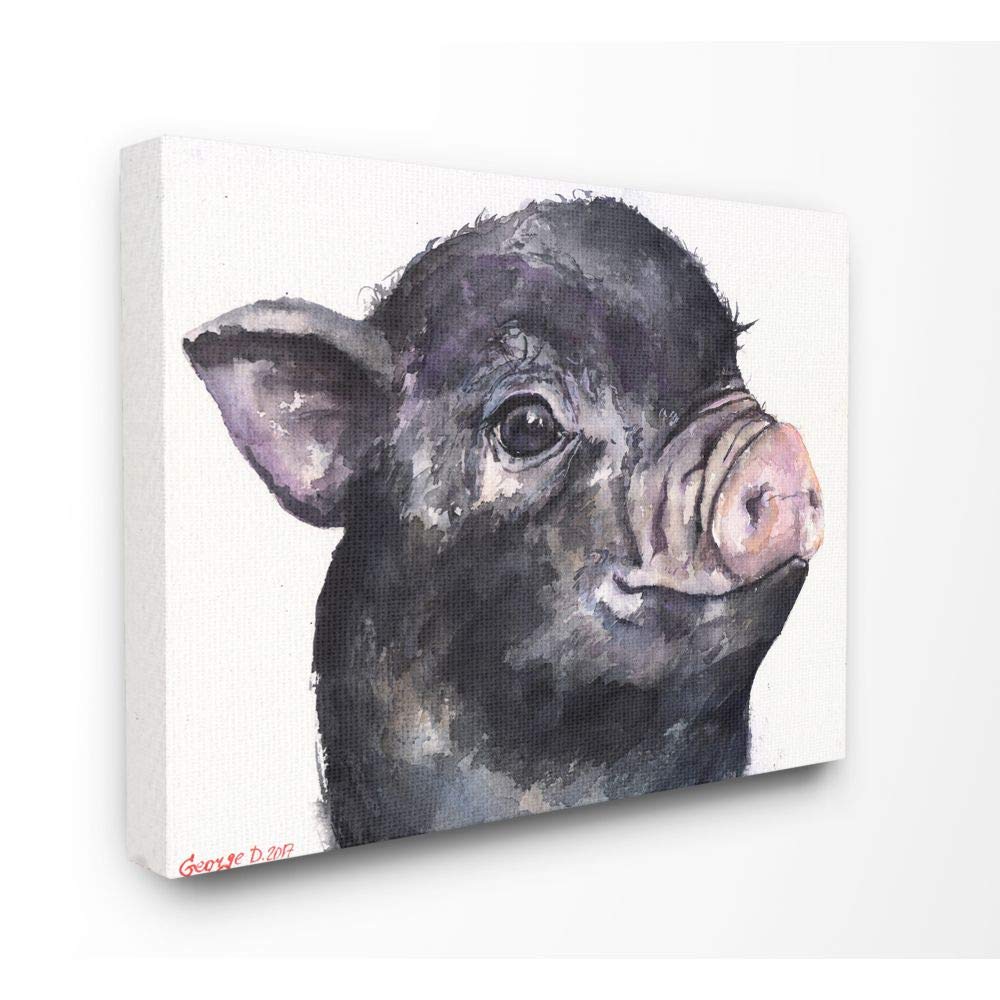 Stupell Industries Cute Pig Baby Animal Watercolor Painting - 36x48 Inch Canvas Wall Art Decor, Multicolor - Perfect for Nursery, Kids Room & Farmhouse Style Home Decor