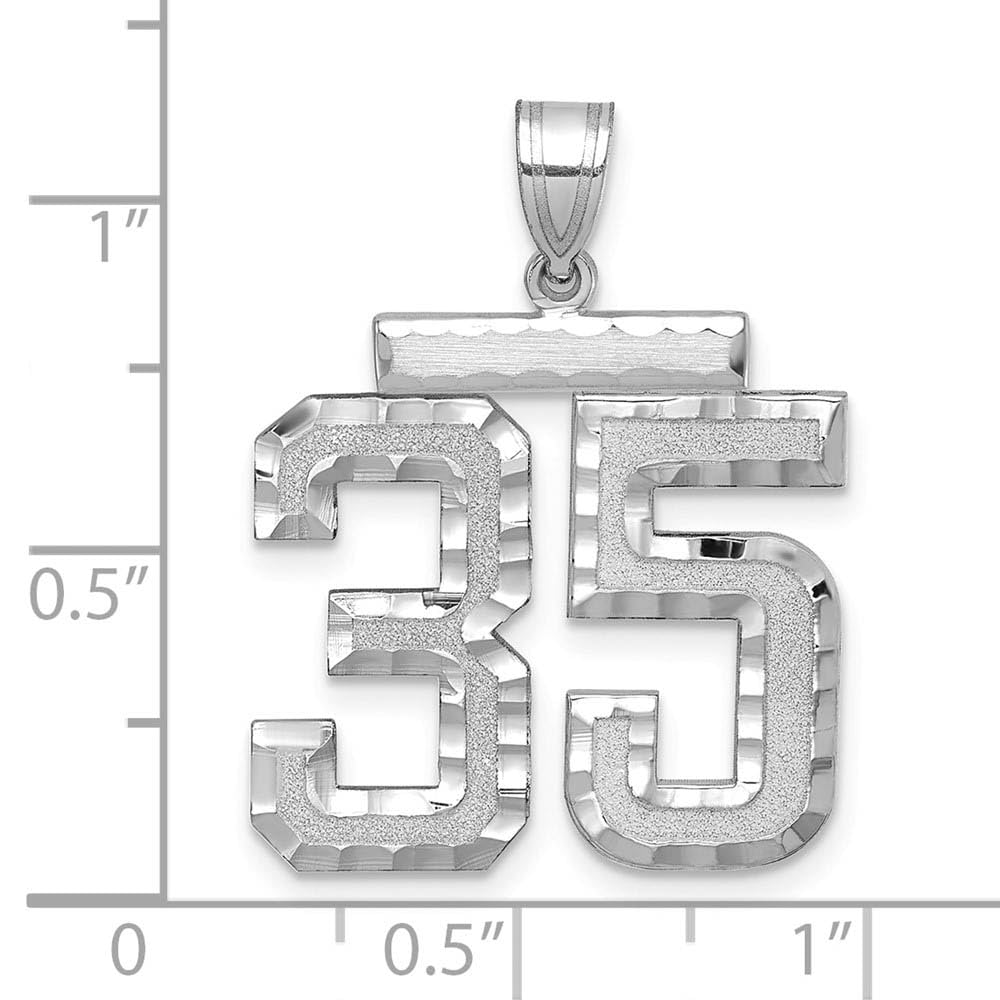 The Black Bow 14k White Gold Varsity Collection Large D/C Pendant Number 35 - Perfect for Graduation Gifts and Special Occasions