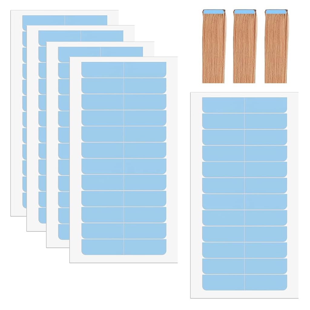 MAYCREATE® 60PCS Double Sided Hair Extension Tape - Strong Adhesive Replacement Tape for Hair Extensions & Wigs | Human Hair Tape Tabs for Seamless Tape-in Extensions | Beauty Salon & DIY Styling Essential