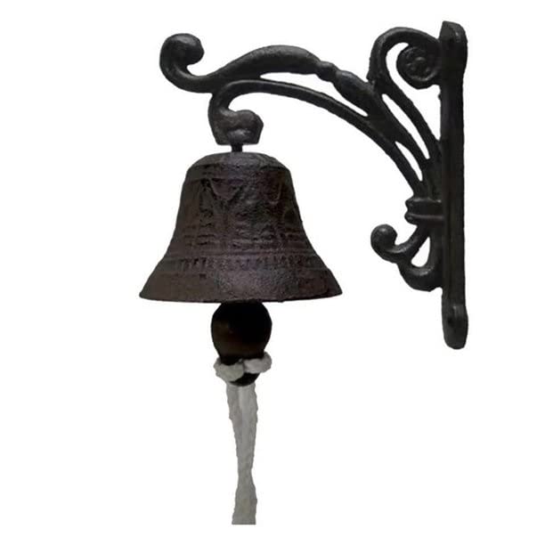 YISHI Rustic Vintage Cast Iron Wall Mounted Dinner Bell - Indoor/Outdoor Hanging Metal Door Bell for Garden, Home & Wall Art Decoration | Perfect for Farmhouse, Patio & Backyard Decor