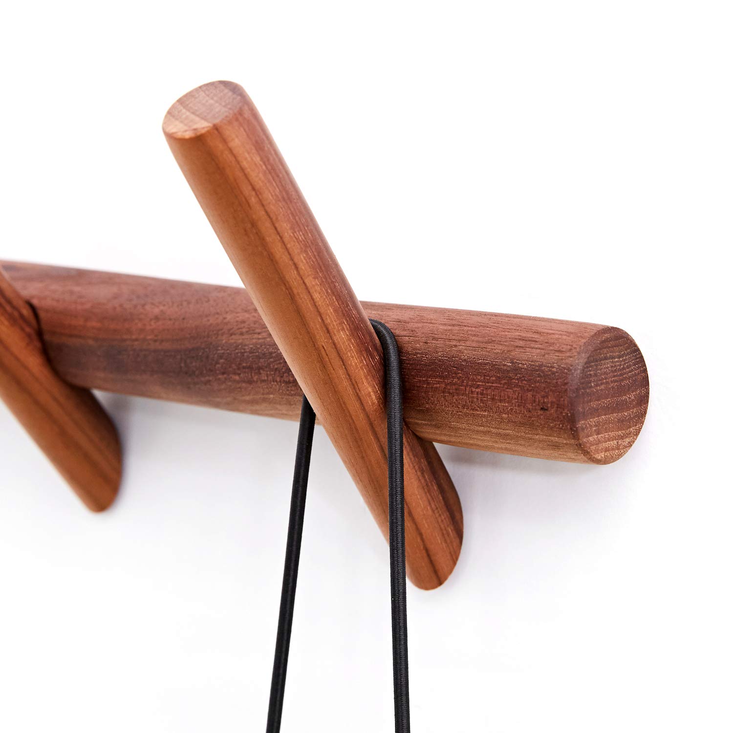 Stylish Black Walnut Wall Mounted Coat Hooks - 5 Peg Wooden Hat Rack for Entryway, Bedroom & Bathroom Organization | Durable Decorative Hanger for Jackets, Hats, Bags & Accessories