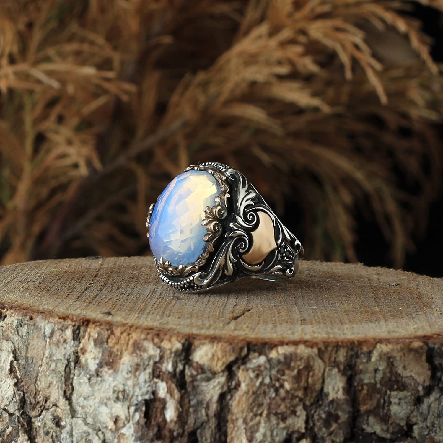 925 Sterling Silver Moonstone Ring for Men - Handmade Gemstone Jewelry - Perfect for Gifts, Weddings & Everyday Wear
