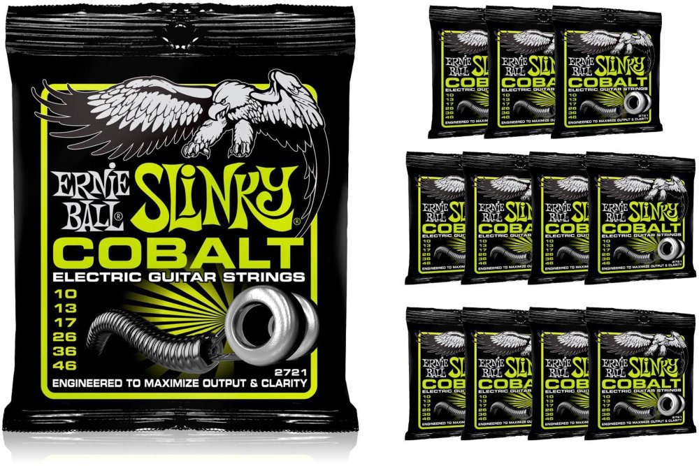 Ernie Ball 2721 Cobalt Regular Slinky Electric Guitar Strings 12 Pack - High-Performance Nickel-Plated Steel Strings for Rock, Blues & Metal - Perfect for Live Performances & Studio Recording
