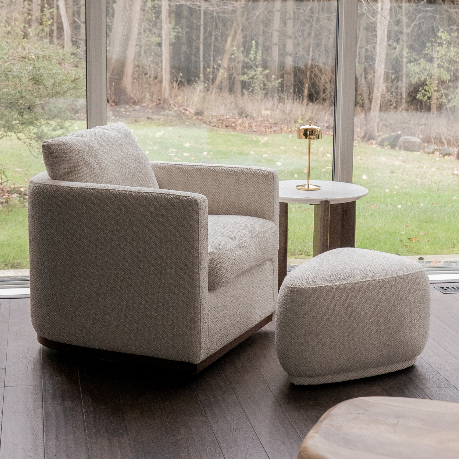 Bellwood Swivel Lounge Chair - 360° Rotating Modern Accent Chair with Tasmin Linen Upholstery for Living Room, Bedroom & Office Comfort