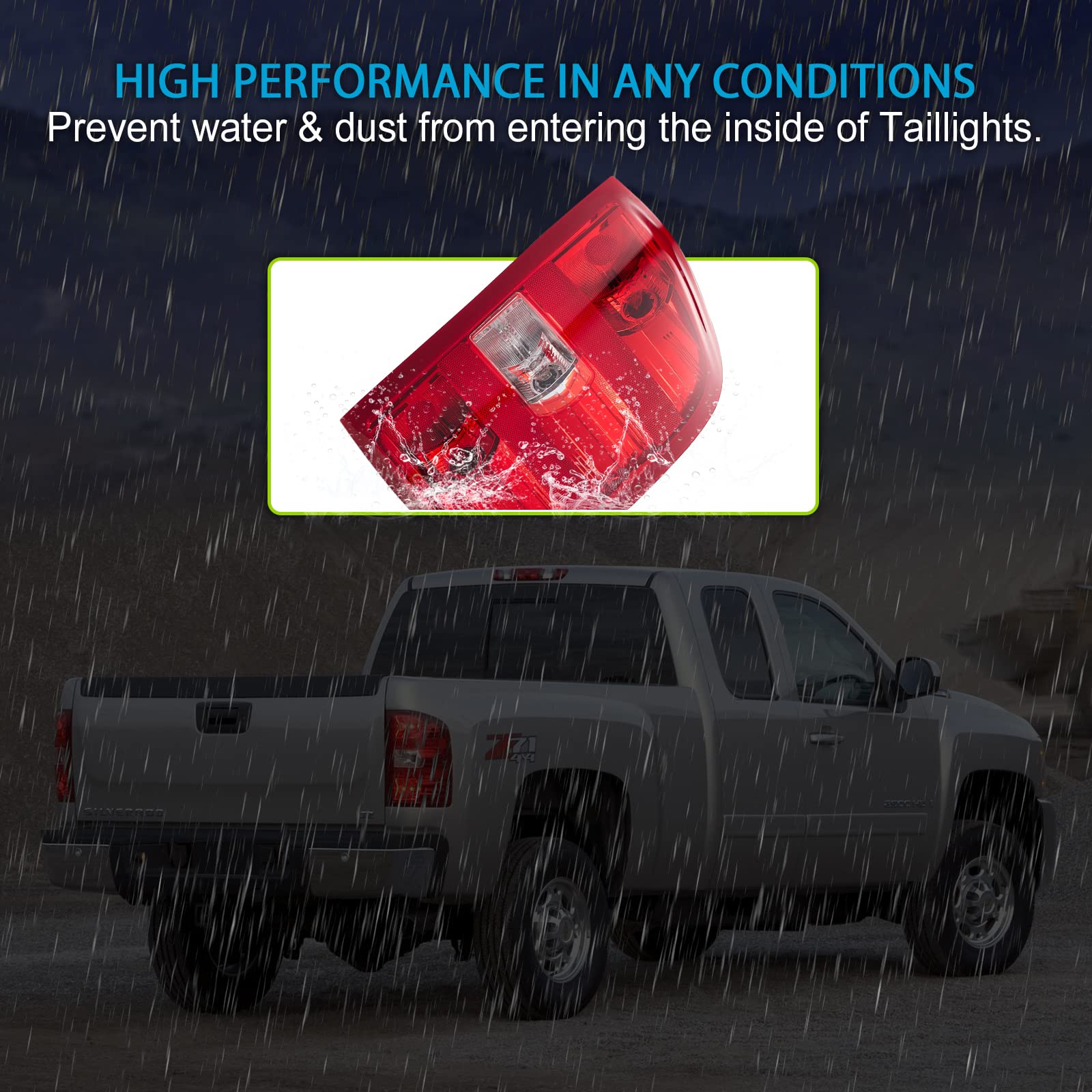 2007-2013 Chevy Silverado Left Tail Light Assembly - OEM Replacement with Bulbs & Wiring Harness - Perfect for Night Driving & Enhanced Vehicle Safety