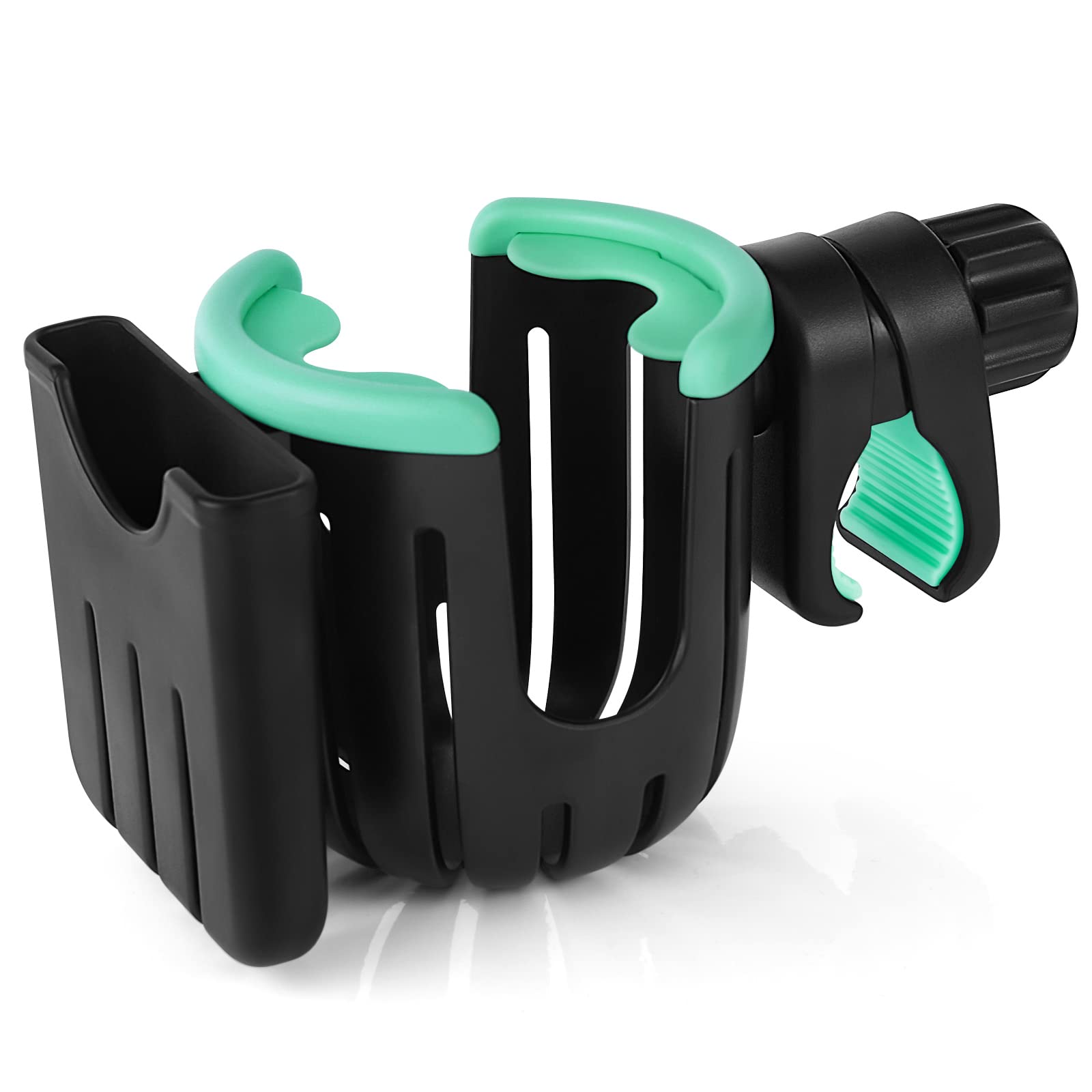 Accmor Universal 2-in-1 Cup and Phone Holder for Strollers, Bikes, Walkers & Wheelchairs - Secure Drink & Device Storage for Parents & Outdoor Enthusiasts (Black/Green) - Perfect for Jogging, Shopping & Travel Accessories