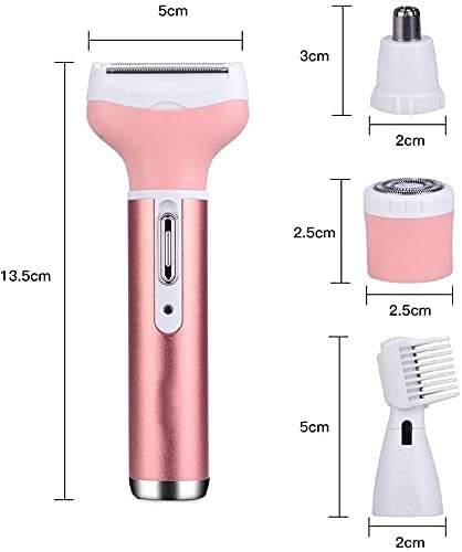 KouRy 4-in-1 Electric Hair Remover for Women - Waterproof USB Rechargeable Shaver & Trimmer for Body, Bikini, Eyebrow & Facial Hair Removal | Perfect for Travel, Gym & Home Use | Great Gift Idea (Pink)