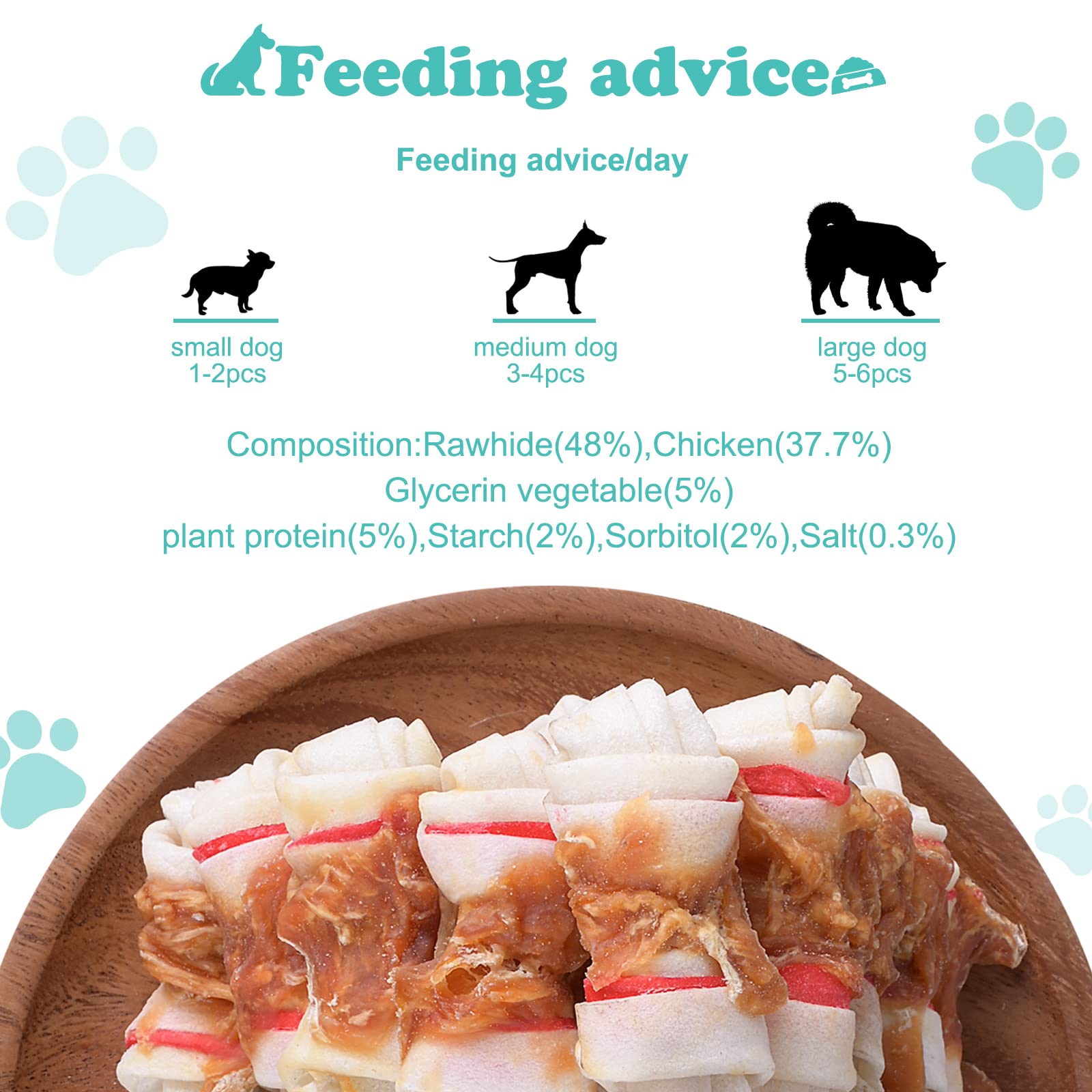 Chicken Wrapped Rawhide Dog Treats for Small Dogs - Healthy Chewing Snacks for Puppies at Home & Outdoors