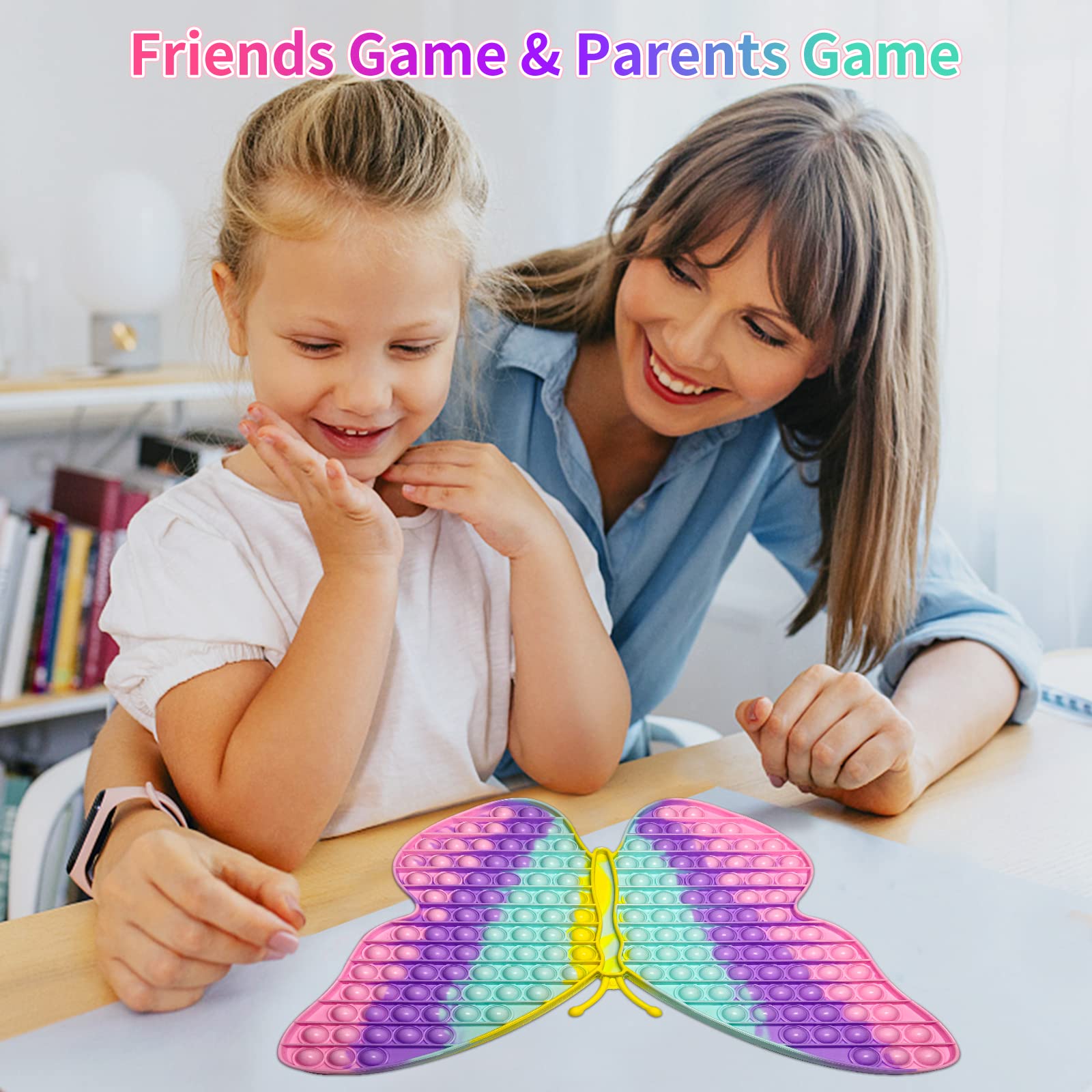 **Extra Large 15.75 Inch Butterfly Pop Fidget Toy - 162 Bubbles Stress Reliever for Kids, Teens & Adults - Giant Sensory Toy for Anxiety Relief & Focus - Perfect Gift for Christmas, Birthdays & Party Favors**    *(Use for stress relief, classroom focus, travel entertainment, or sensory therapy!)*