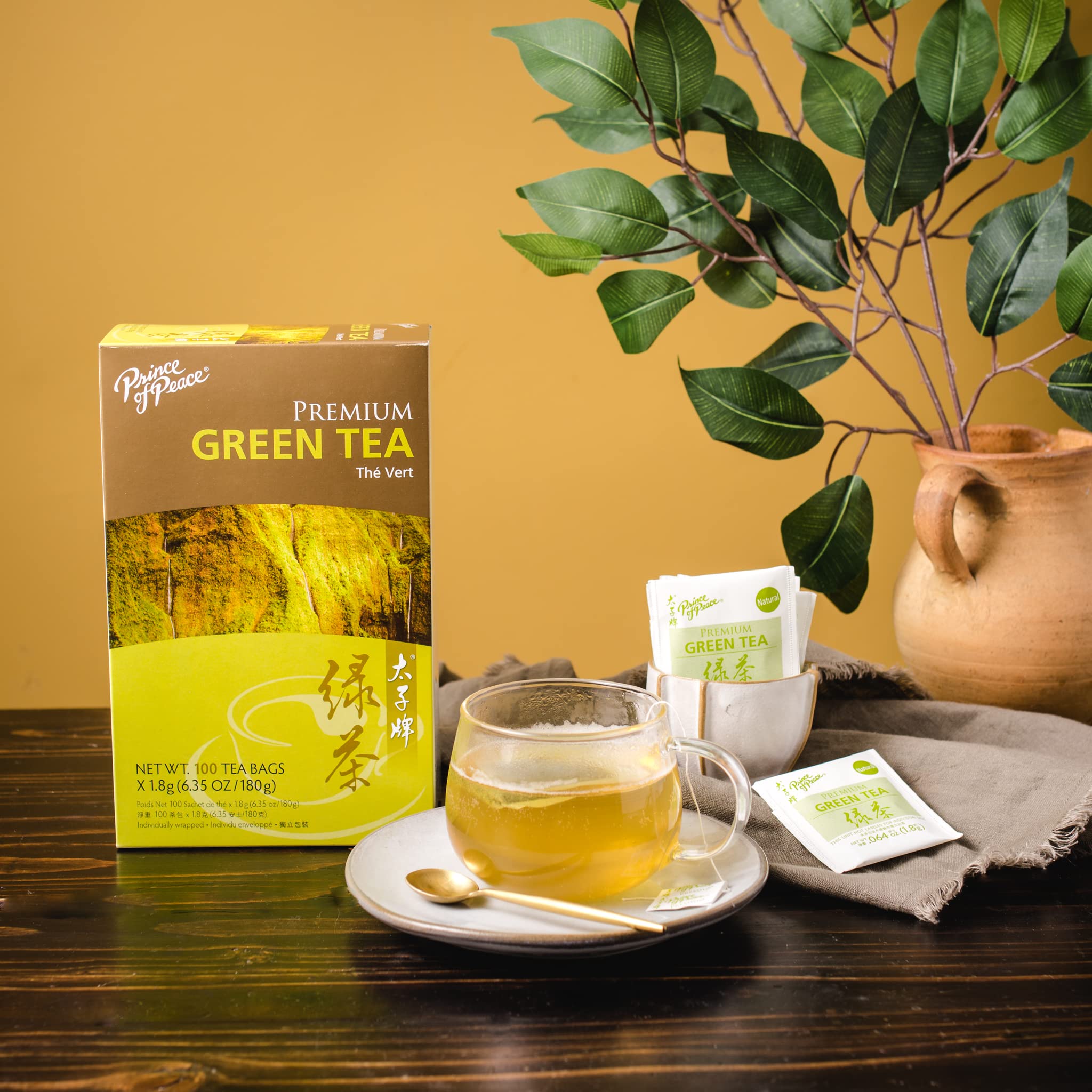 Prince of Peace Premium Green Tea Bags - 100 Count | Antioxidant-Rich Organic Green Tea for Weight Loss & Energy Boost | Perfect for Morning Refreshment, Afternoon Relaxation & Office Wellness