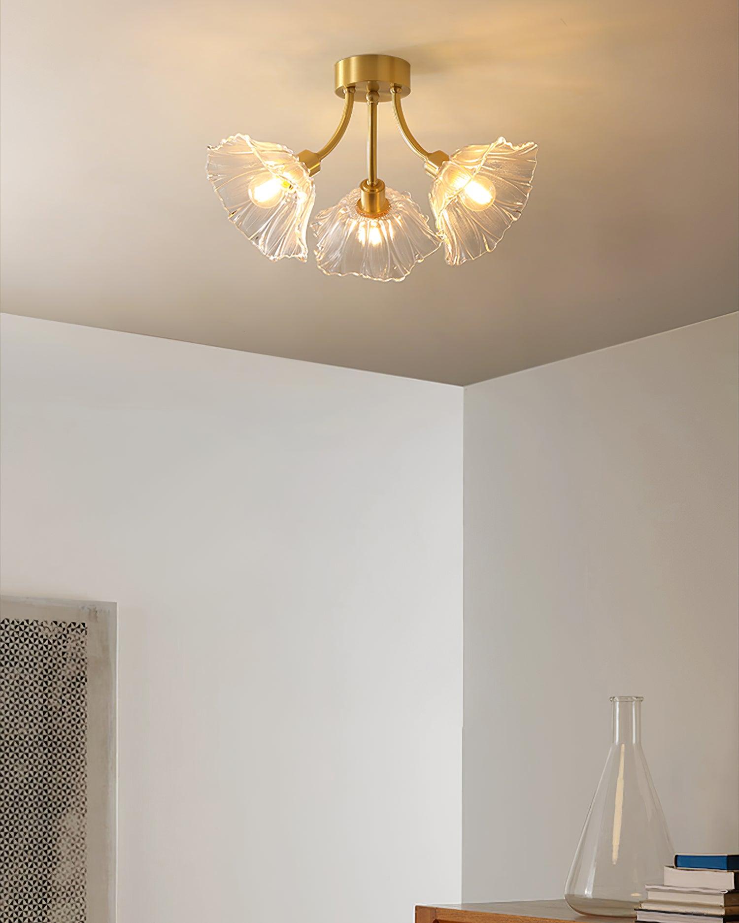 Elegant Kalin Flower Glass Ceiling Light Fixture - Modern Floral Chandelier for Living Room, Bedroom & Dining Room Decor
