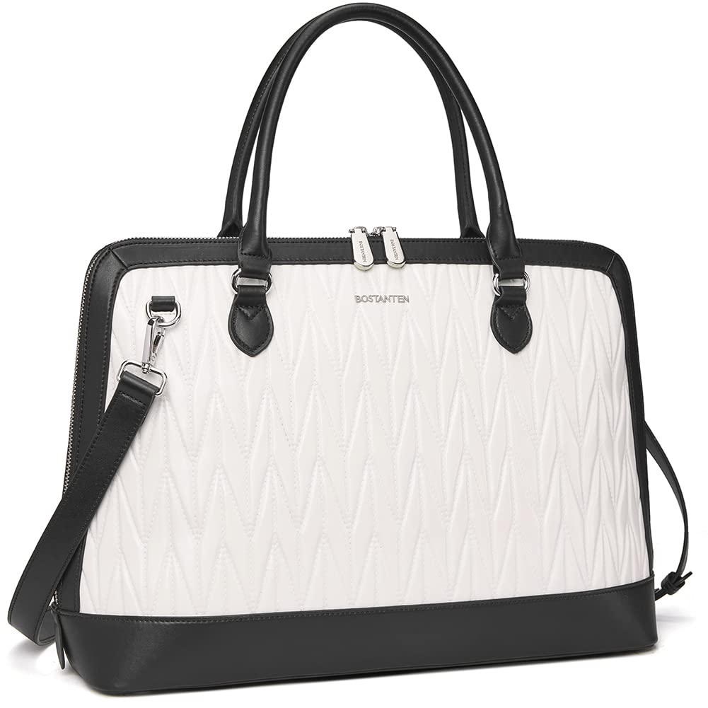 BOSTANTEN Women's Leather Briefcase - 15.6 Inch Laptop Bag for Work, Professional Shoulder Bag & Crossbody Handbag - Perfect for Office, Business Travel & Daily Commute