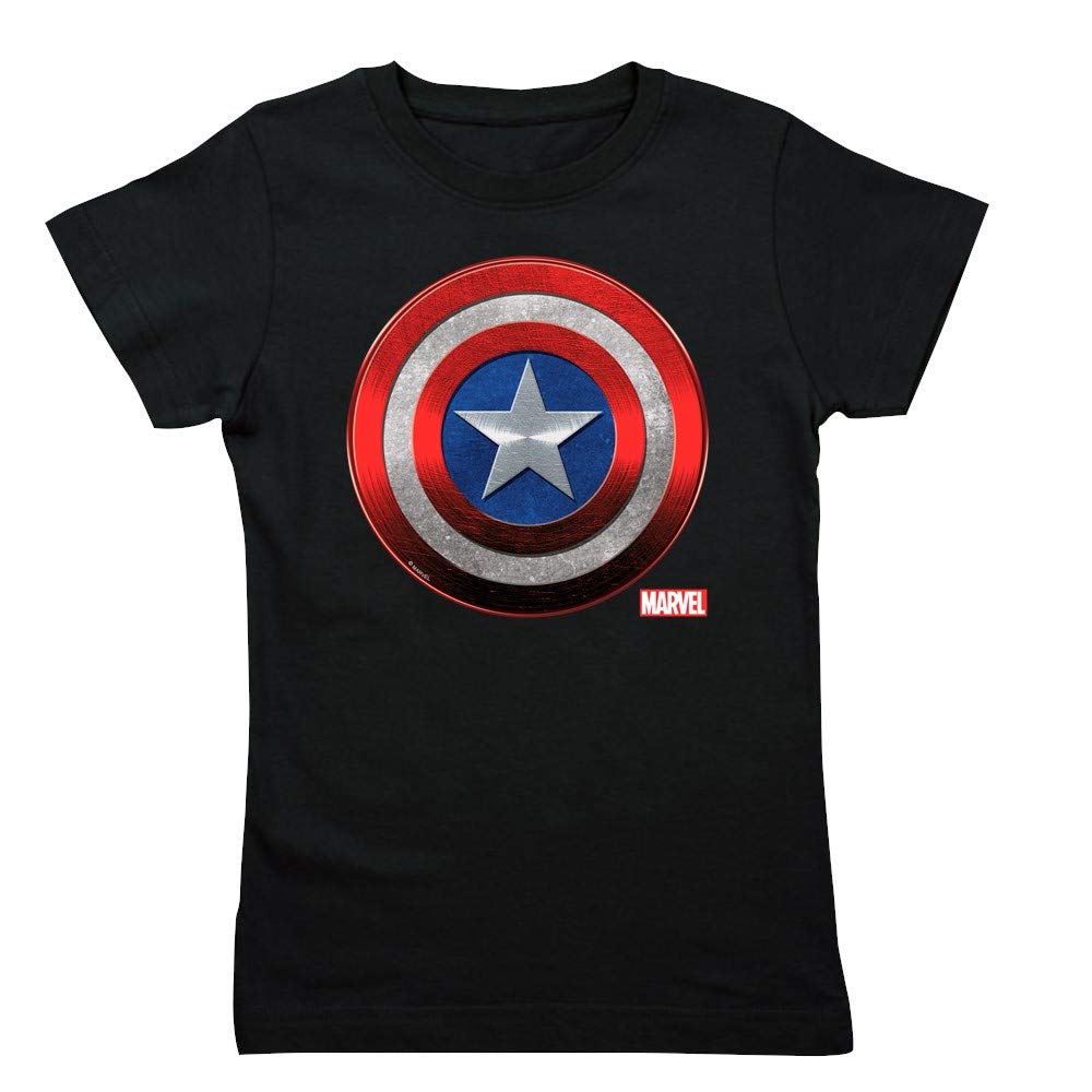Captain America Grunge Girl's Slim Fit T-Shirt | Marvel Superhero Graphic Tee for Women | Casual Wear & Cosplay Outfit