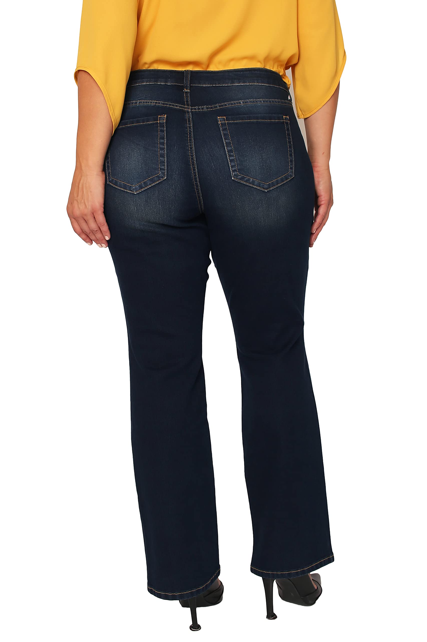 Plus Size Women's Midrise Skinny Flare Jeans - Stretch Denim Pants for Curvy Figures | Perfect for Casual Wear, Office & Date Nights