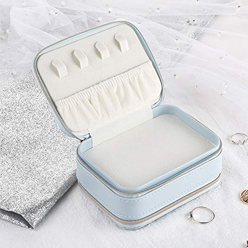 Mini Jewelry Box - Portable Travel Jewelry Organizer & Storage Case (Blue) | Perfect for Necklaces, Rings, Earrings | Great for Travel, Home & Gift Giving
