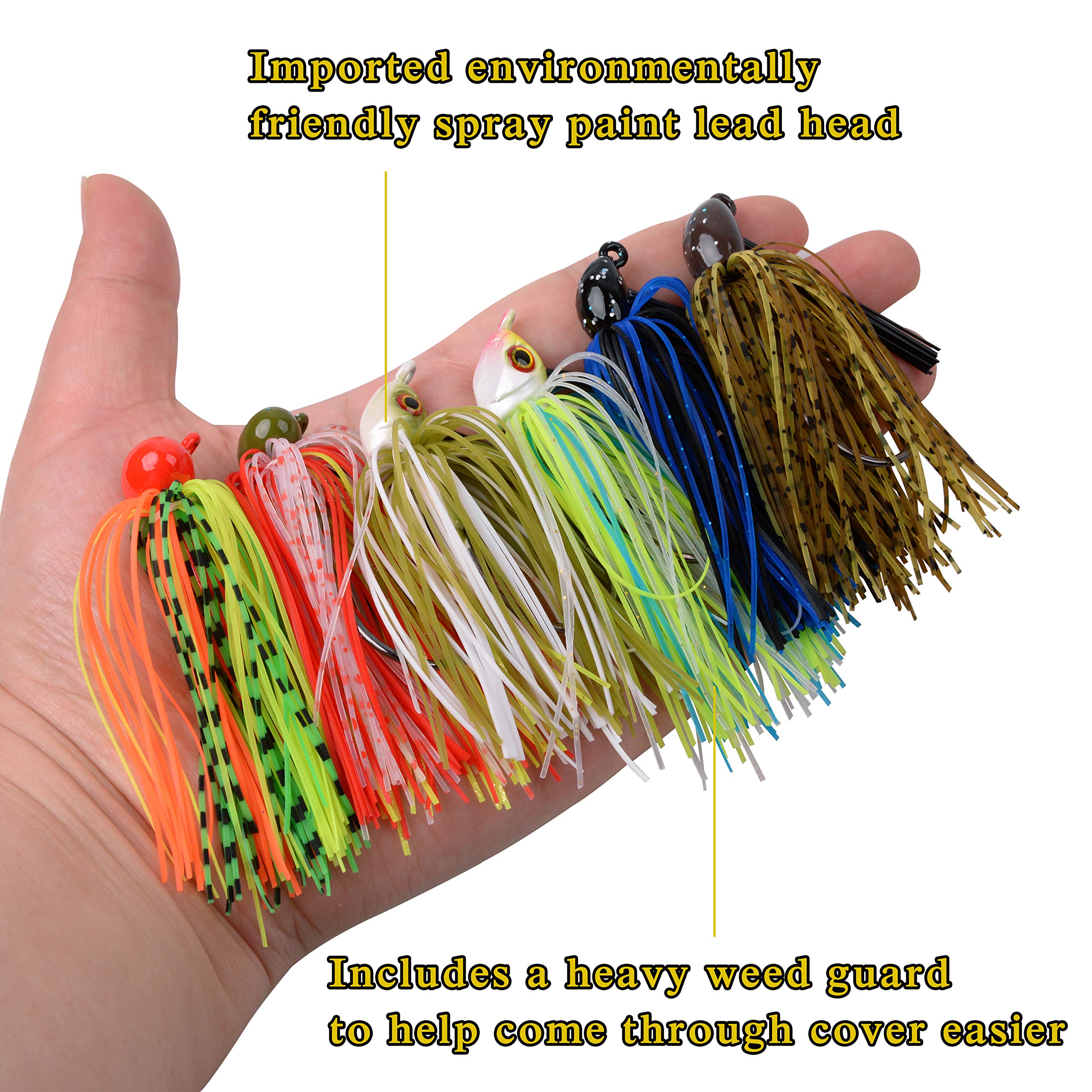 Bass Fishing Lure Kit - 6/12Pcs Weedless Jigs for Bass & Walleye - Perfect for Freshwater & Saltwater Fishing