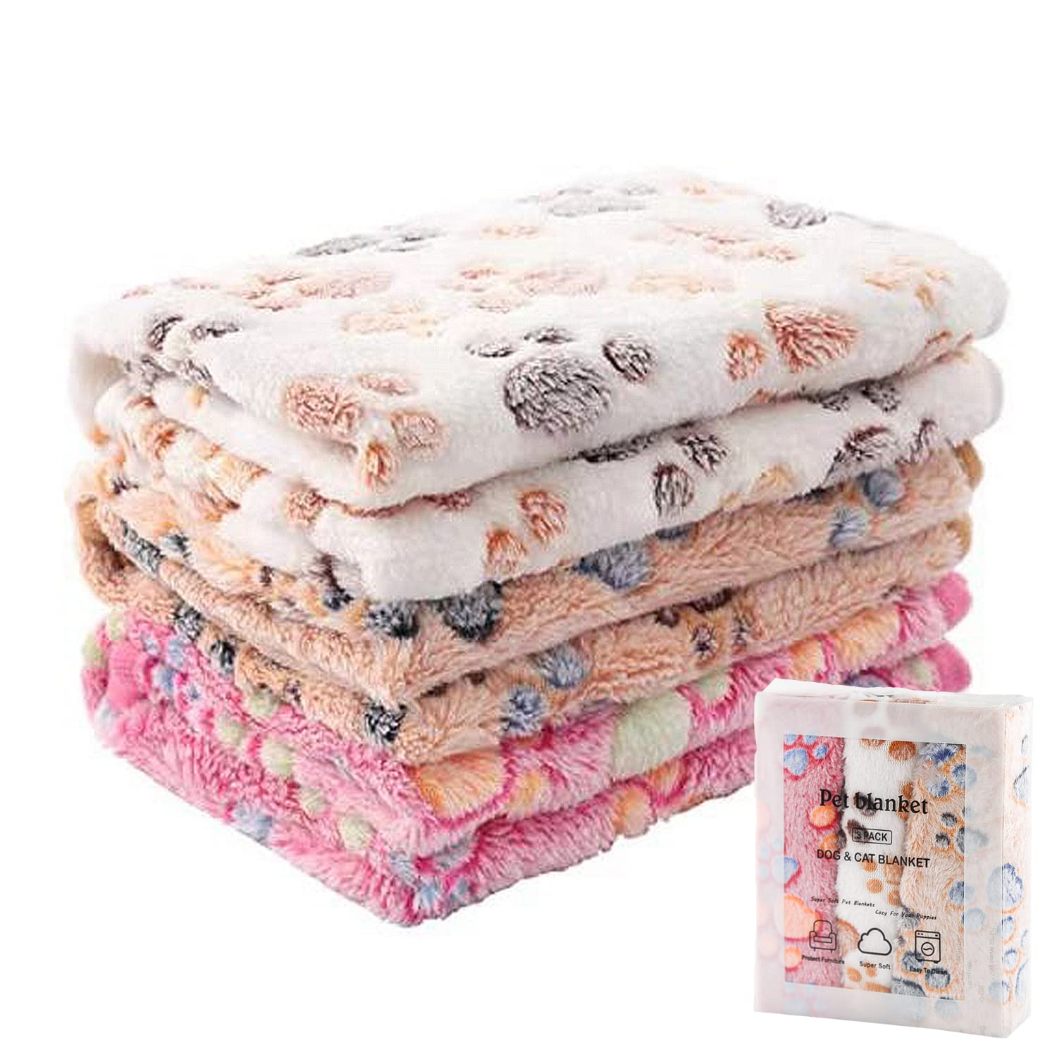 3 Pack Soft & Warm Fleece Flannel Pet Blankets for Cats and Dogs - Cozy Throw for Small, Medium & Large Dogs (23