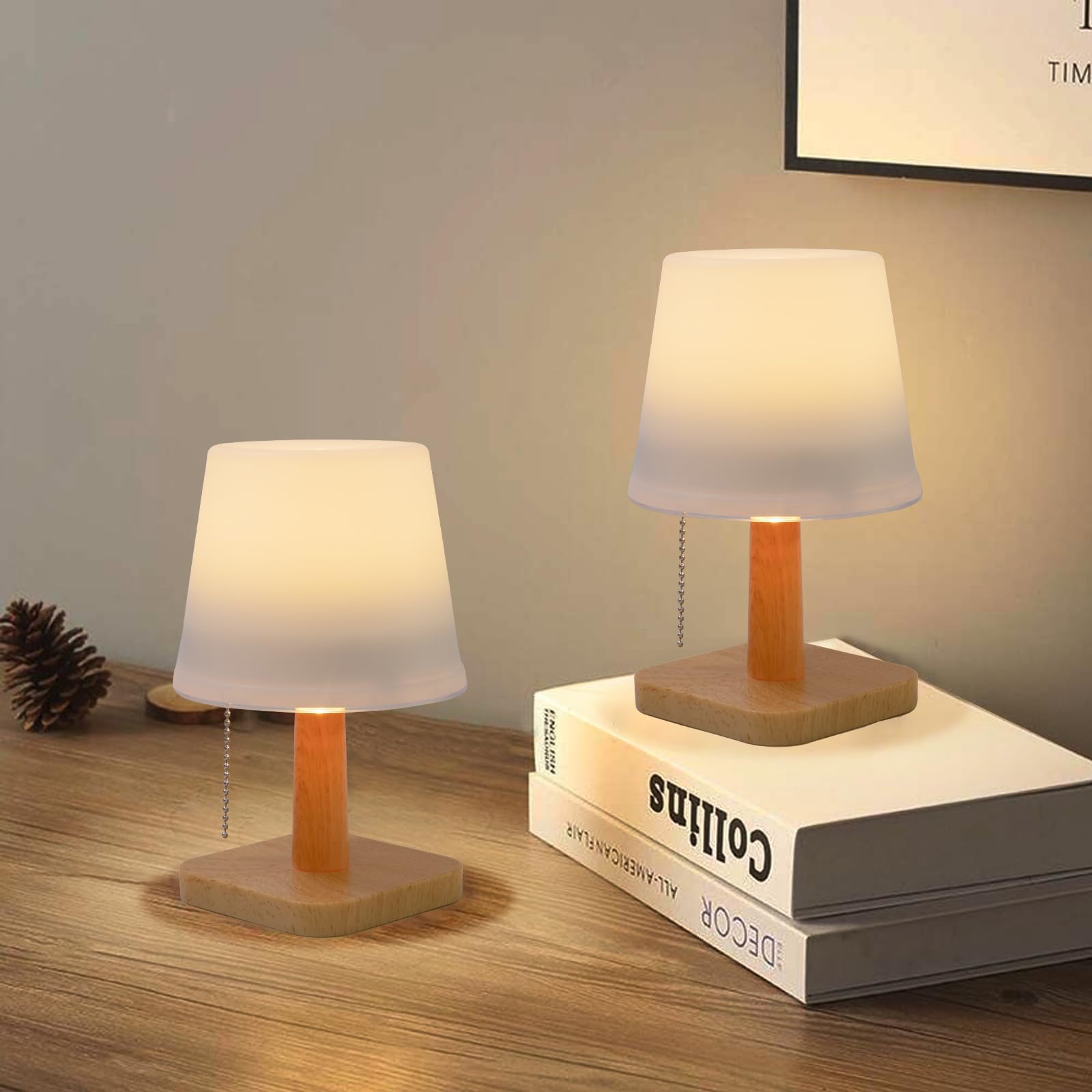 Pearlstar LED Solar Table Lamp - 2 Pack, White Outdoor Solar Powered Lights for Patio, Garden, Yard, Coffee Table - 2 Lighting Modes, Auto On/Off - Perfect for Nighttime Ambiance, Outdoor Dining, and Cozy Indoor Desk Lighting