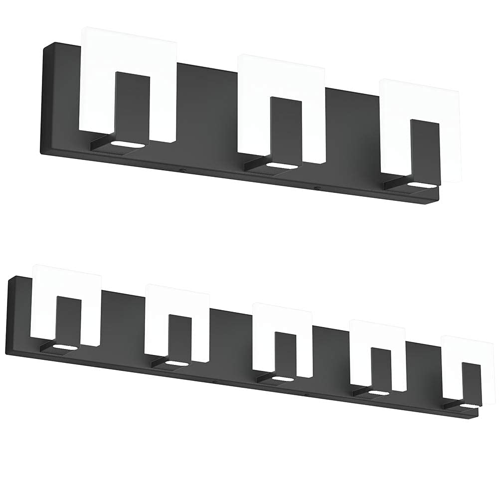 Modern Black LED Vanity Light - Up & Down Bathroom Wall Lighting Fixture for Mirror - Perfect for Bathroom, Powder Room & Dressing Area