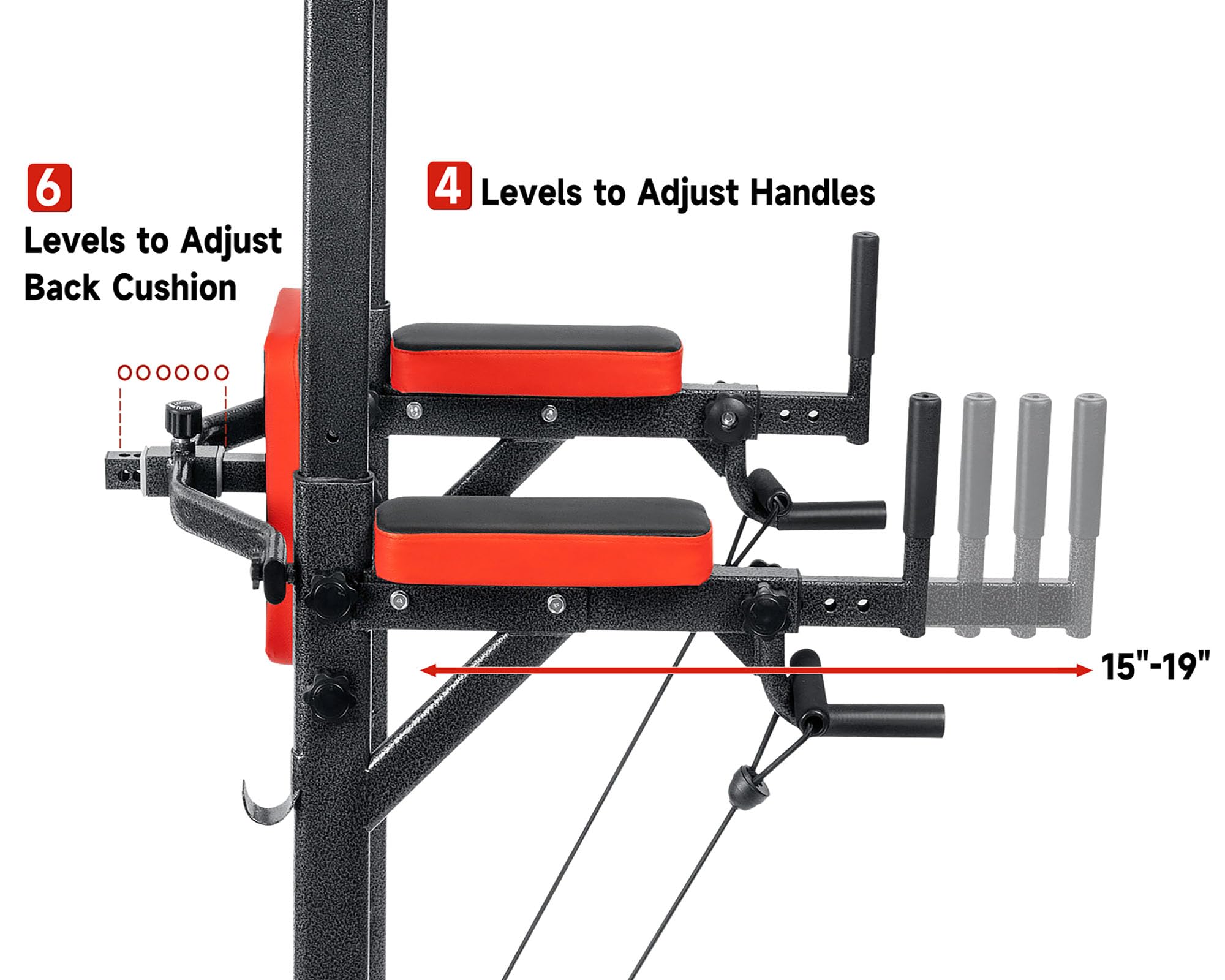 Adjustable Power Tower Pull Up Bar Station - Multi-Function Home Gym Strength Training Equipment for Full Body Workout (440LBS Capacity) - Perfect for Home Fitness, Strength Building & Calisthenics Training